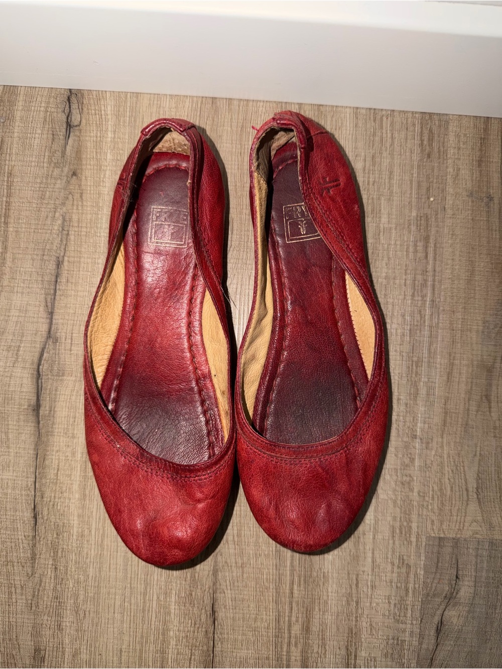 Frye Red Leather Ballet Flats